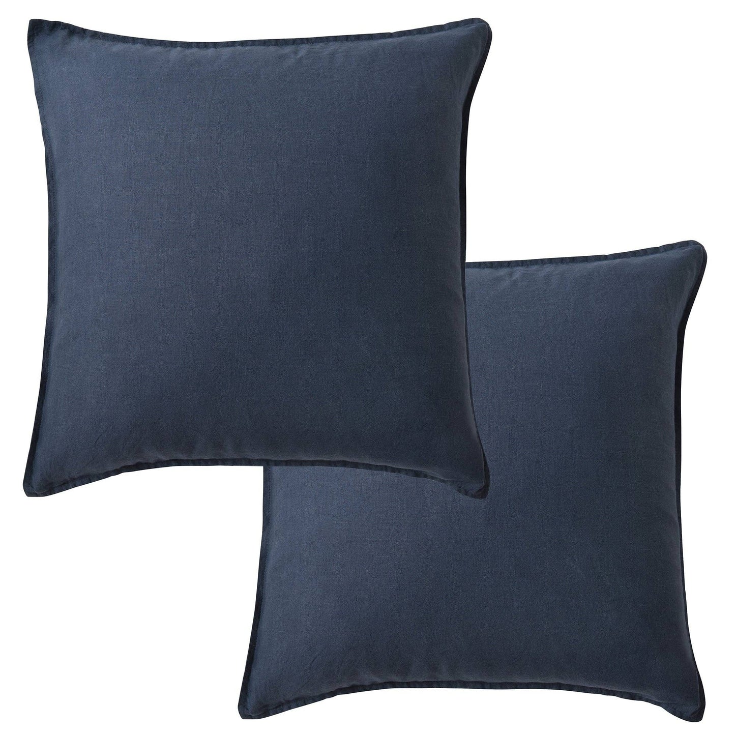 Washed Linen Navy Square Pillow - Set of 2