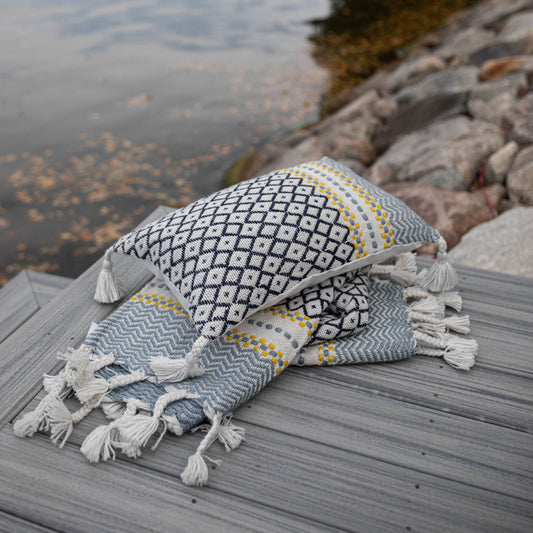 SALE - 14x22 Hand Woven Shea Pillow Blue