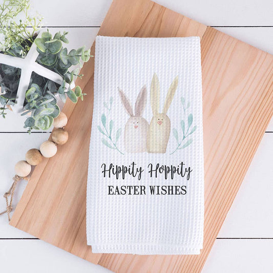 Bunny Hippity Hop Spring Kitchen Towel, Easter Decor