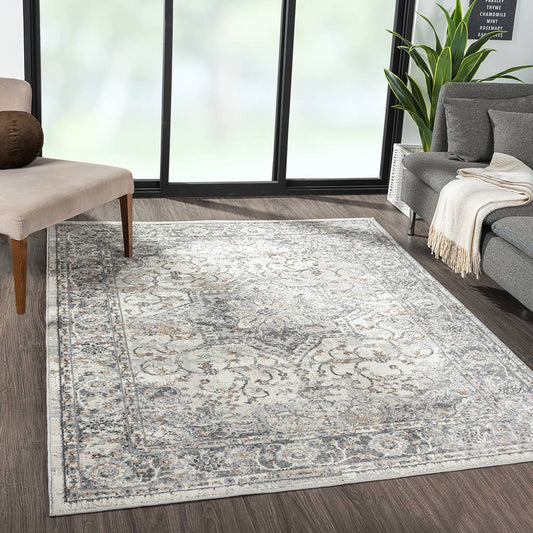 Medallion Woven Area Rug, Gray