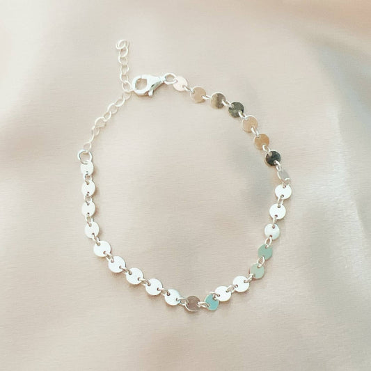 Luxe Sequin Disc Chain Bracelet Sterling Silver