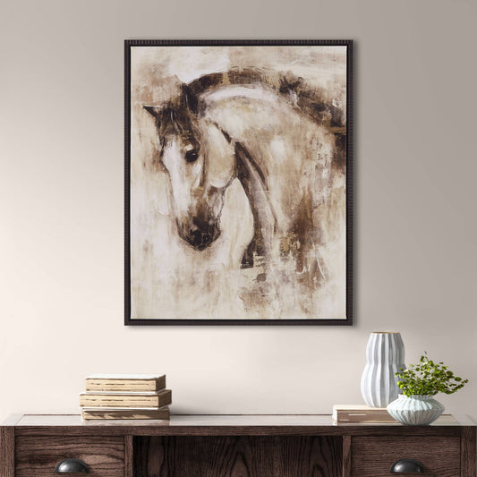 Equestrian Horse Hand Embellished Canvas Wall Art, Brown