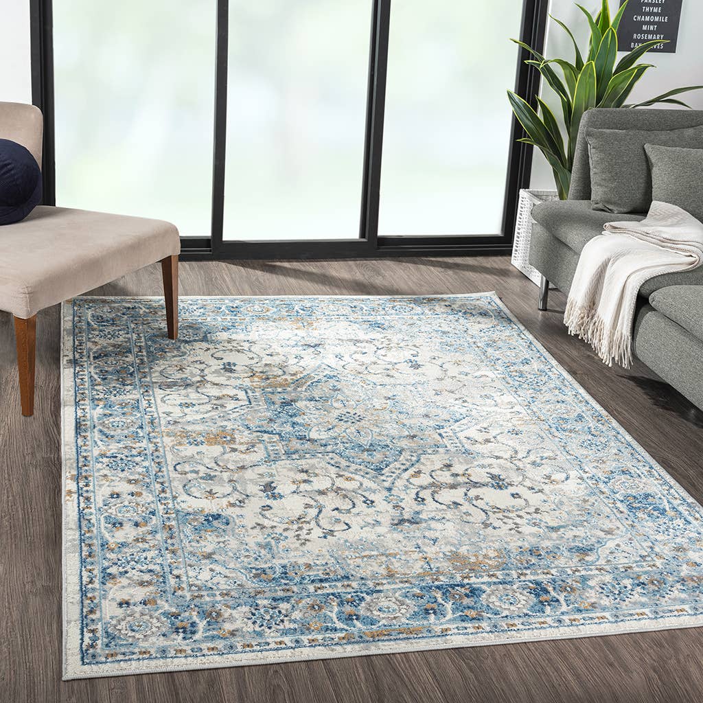 Medallion Woven Area Rug, Blue