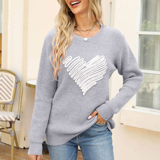 Cute Love Heart Graphic Valentine Knit Pullover Sweater