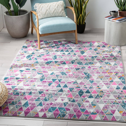 Keyla Modern Geometric Fuchsia Rug