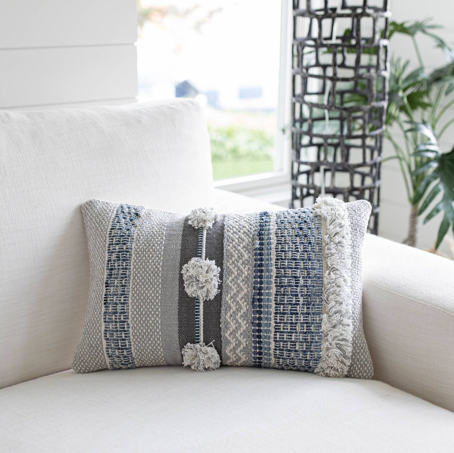 14x22 Hand Woven Kaili Pillow Denim