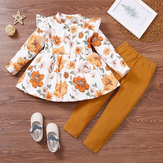 2 piece Toddler Girl Floral Top and Pants Set